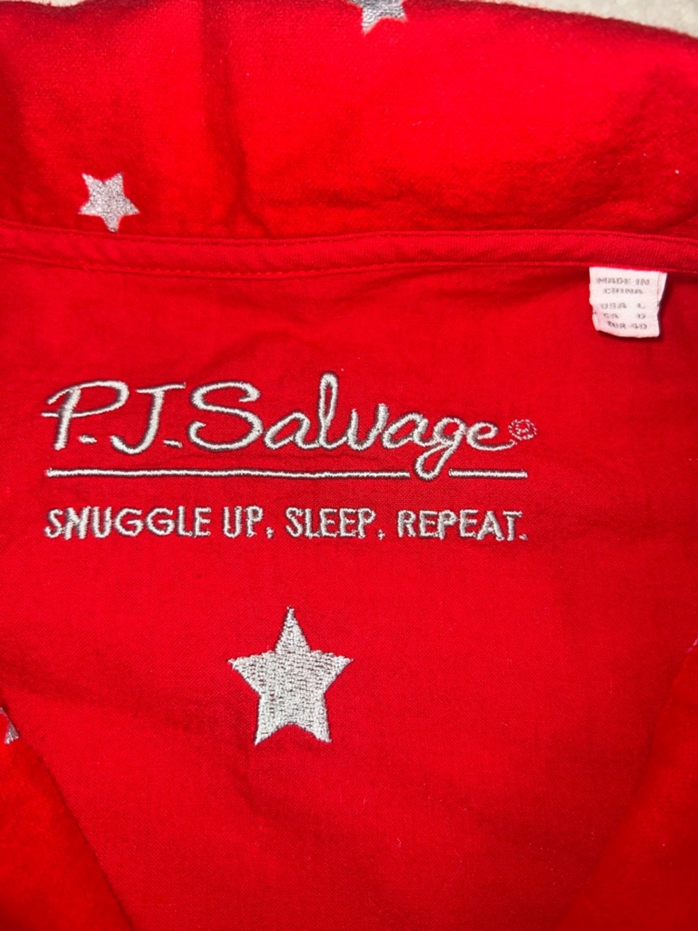 P.J. Salvage Red and Silver Star Print Pajama Set - Picture 3 of 9